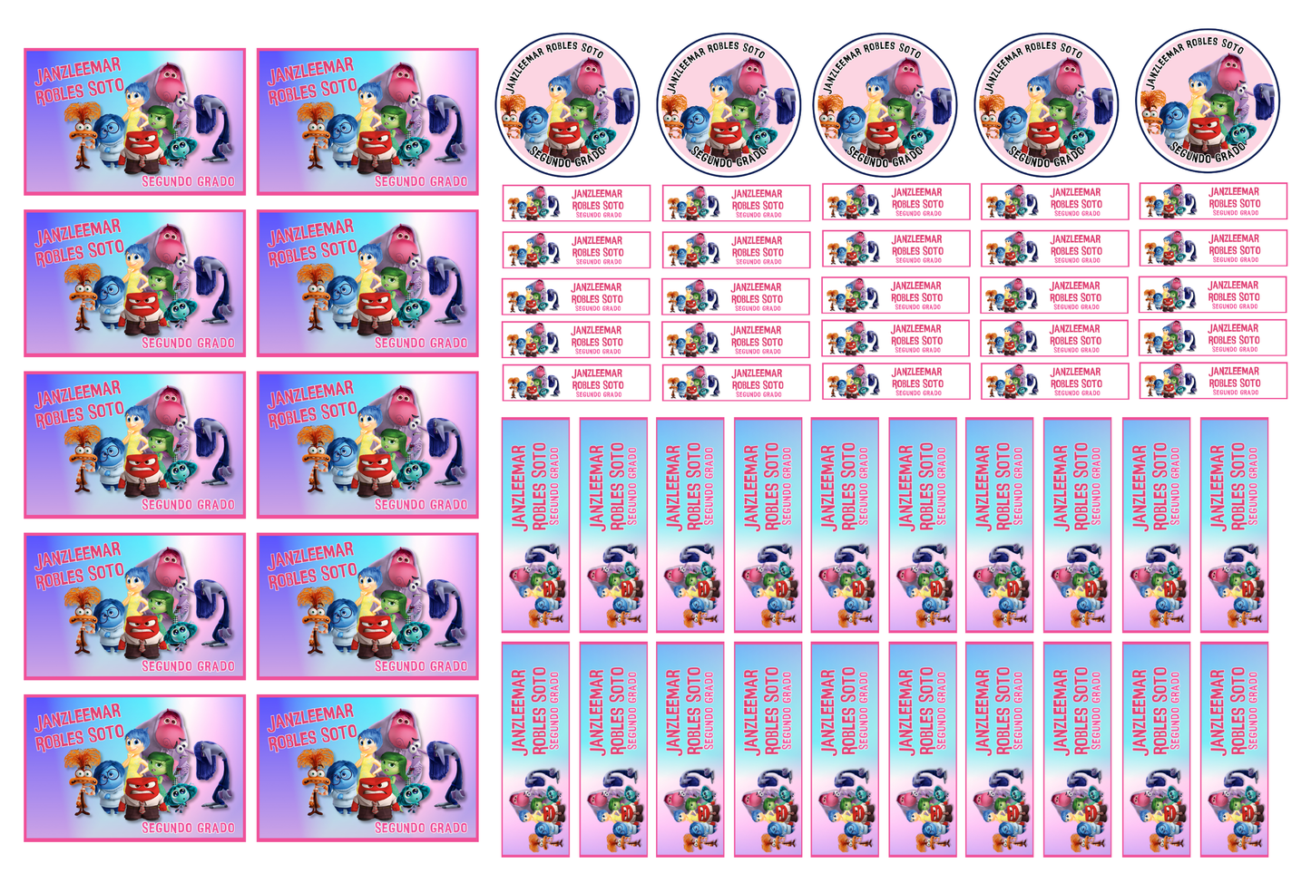 Labels (Stickers) identificación Materiales escolares